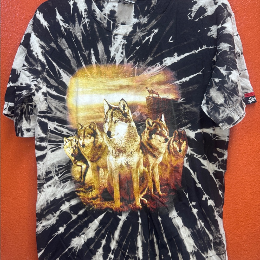 Wolf Pack Tie-Dye T-Shirt - Black and White